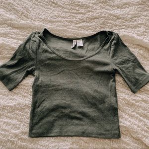H&M Green Short Sleeve Crop Top